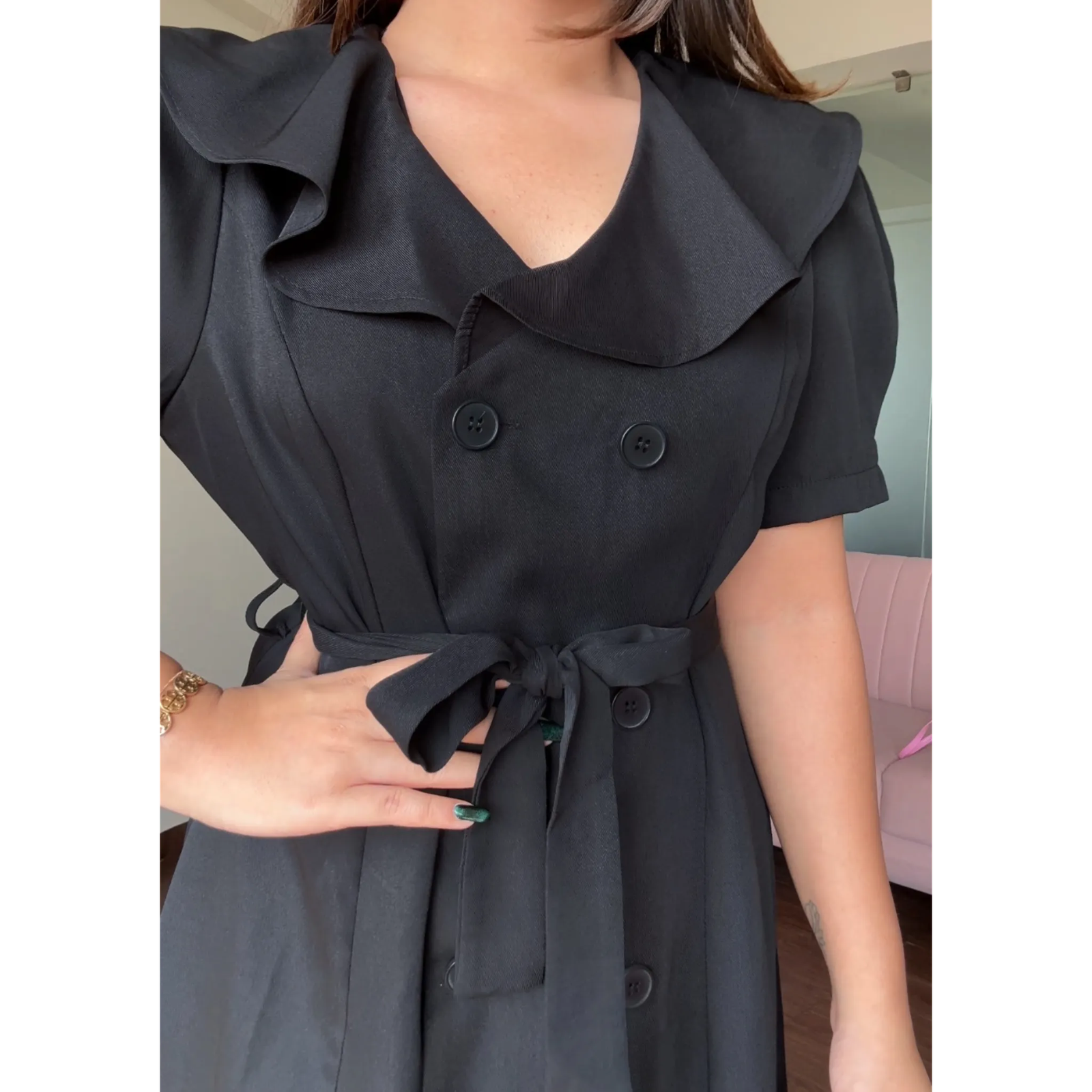 Korean Ruffle Detail Blazer Dress