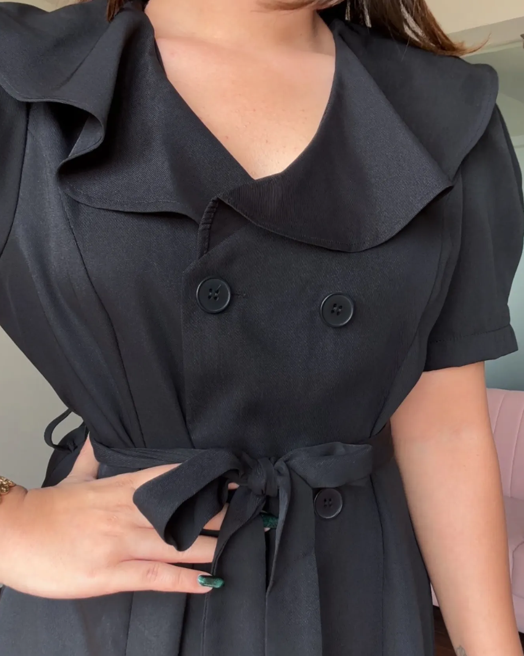 Korean Ruffle Detail Blazer Dress