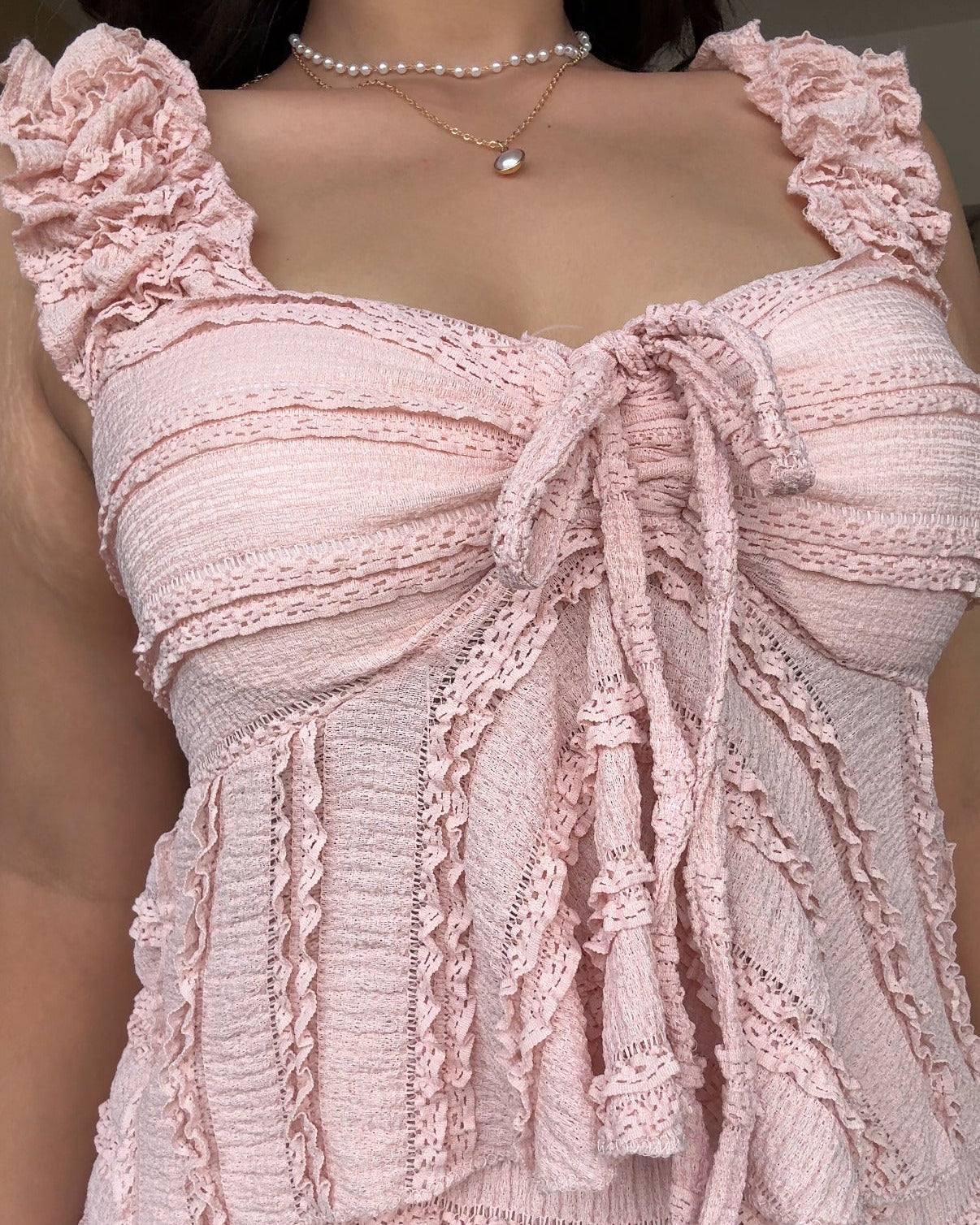 Baby Pink Ruffle Summer Co-ord Set
