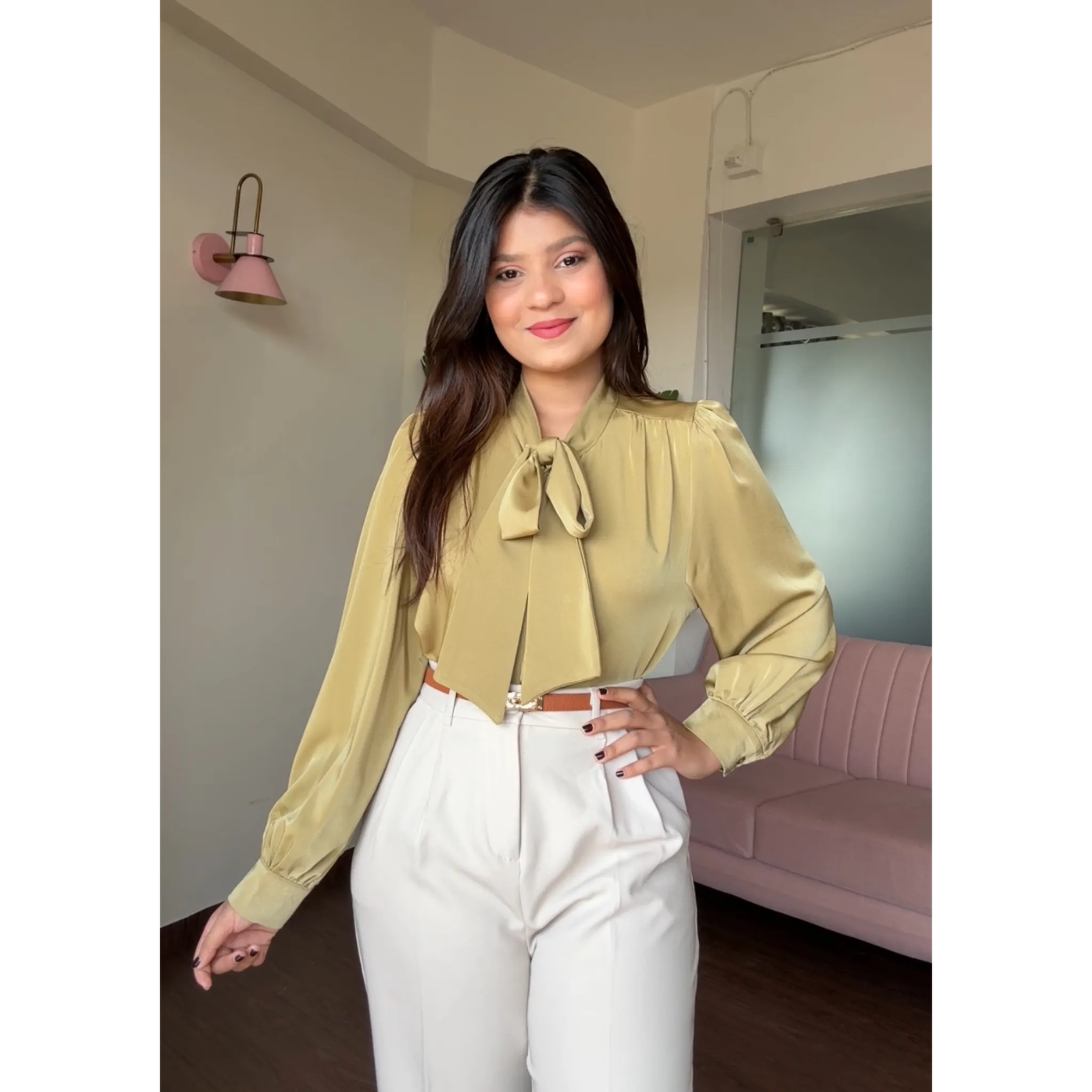 Premium Satin Formal Tie Up Top