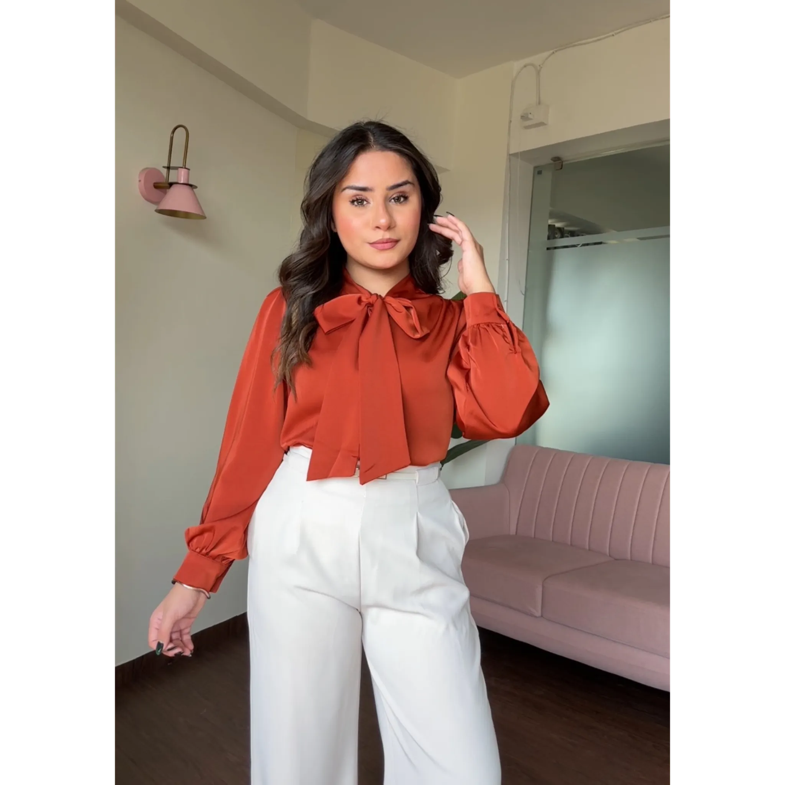 Premium Satin Formal Tie Up Top