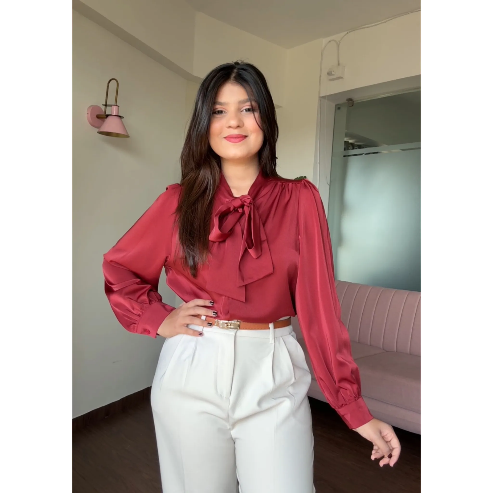 Premium Satin Formal Tie Up Top