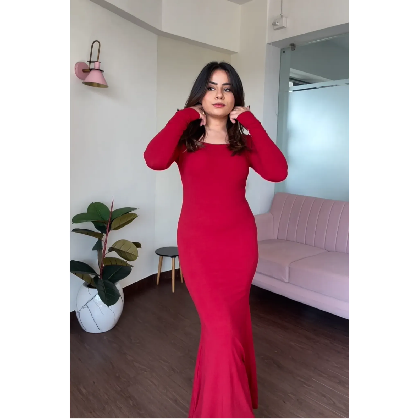 Square Neck Padded Lycra Dress