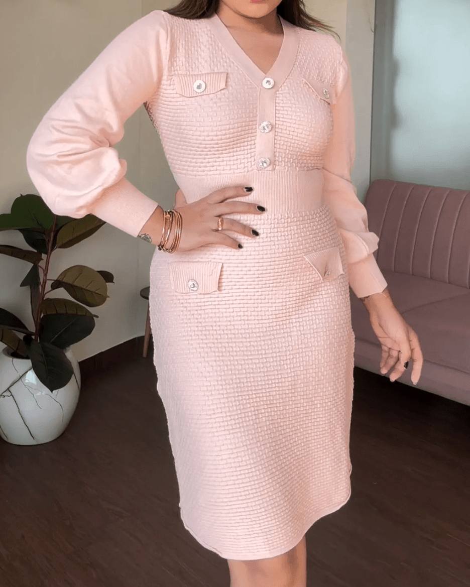 Textured Knitted Winter Dress