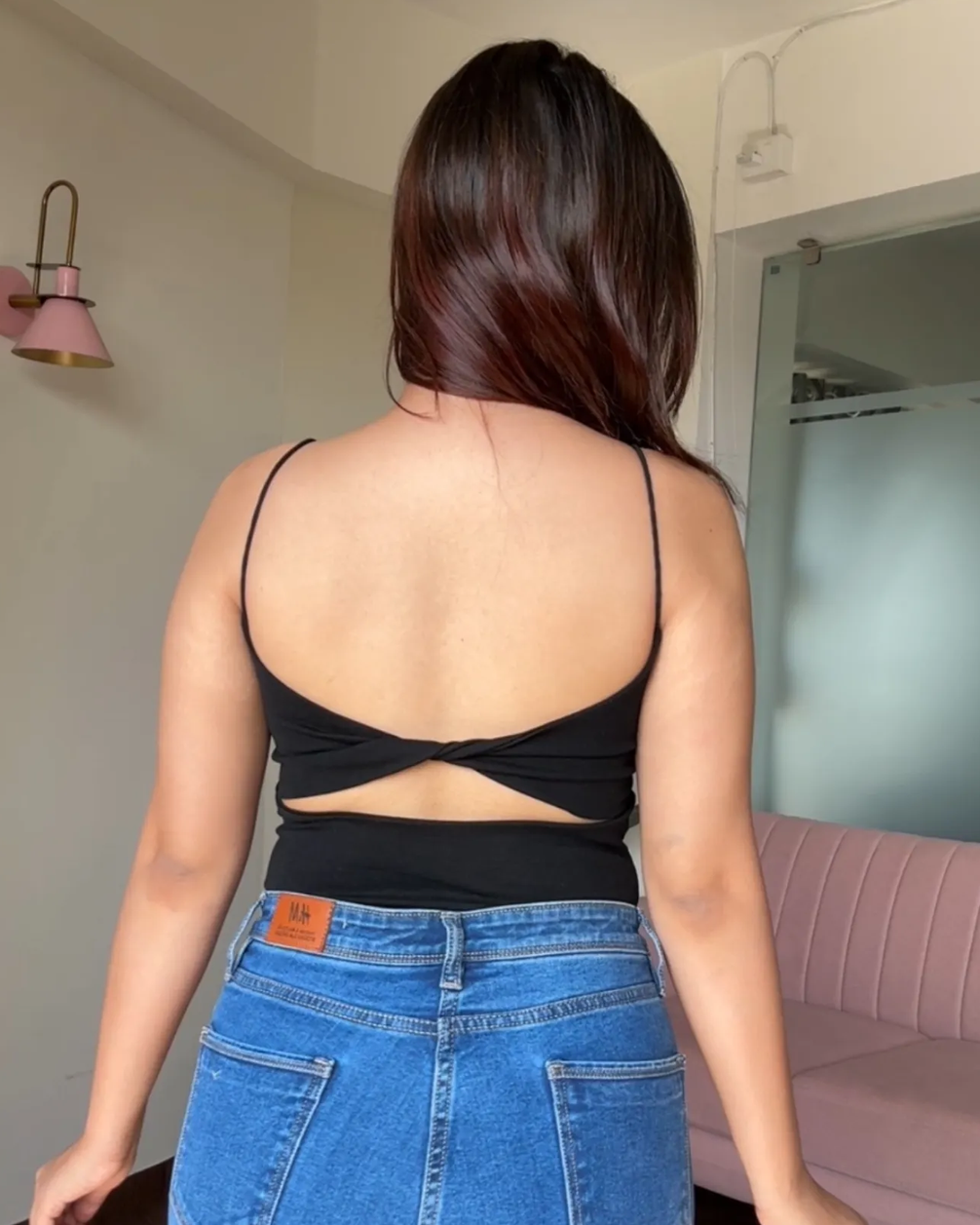Back Twist Padded Cami Top