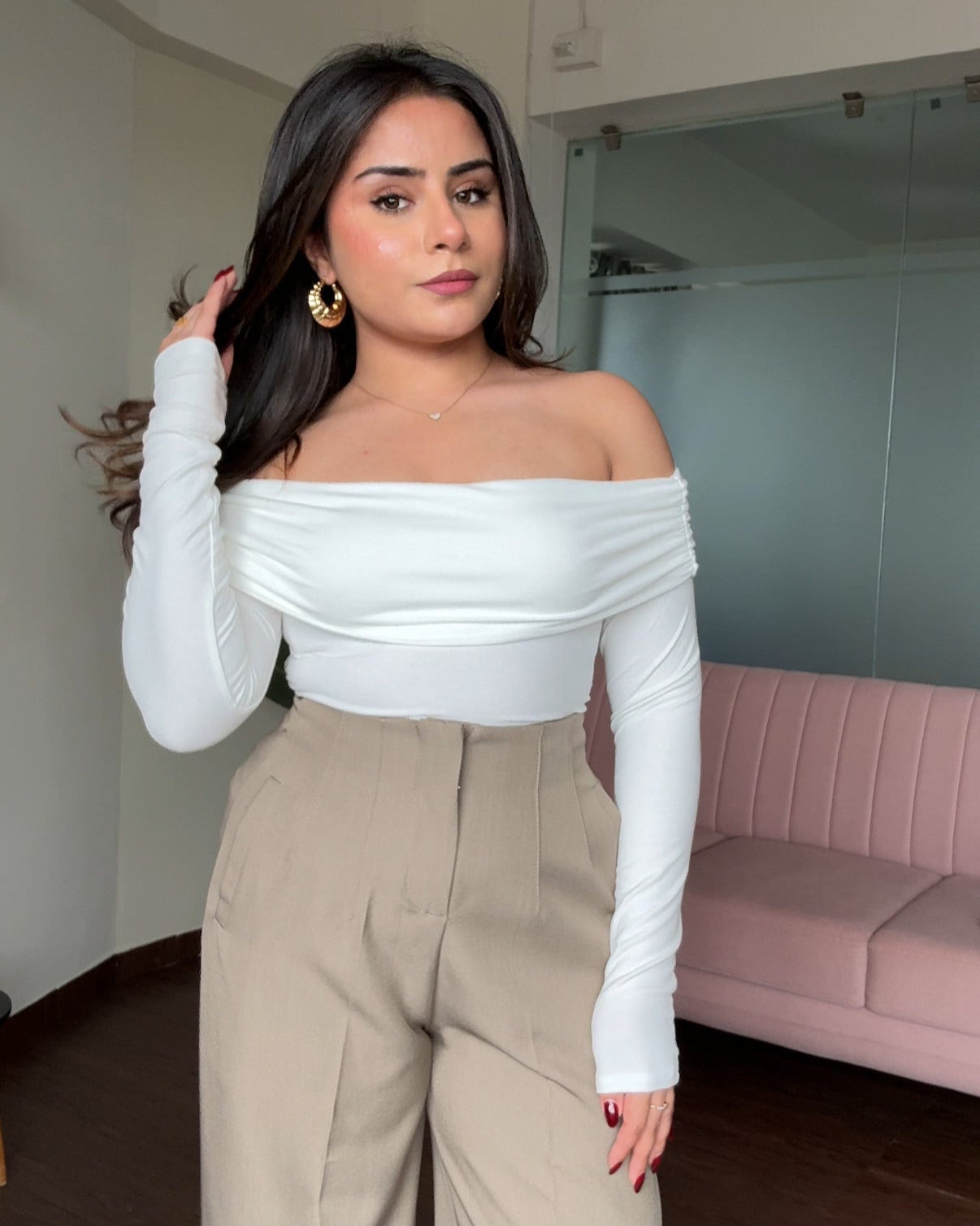 Off Shoulder Full Sleeves Top