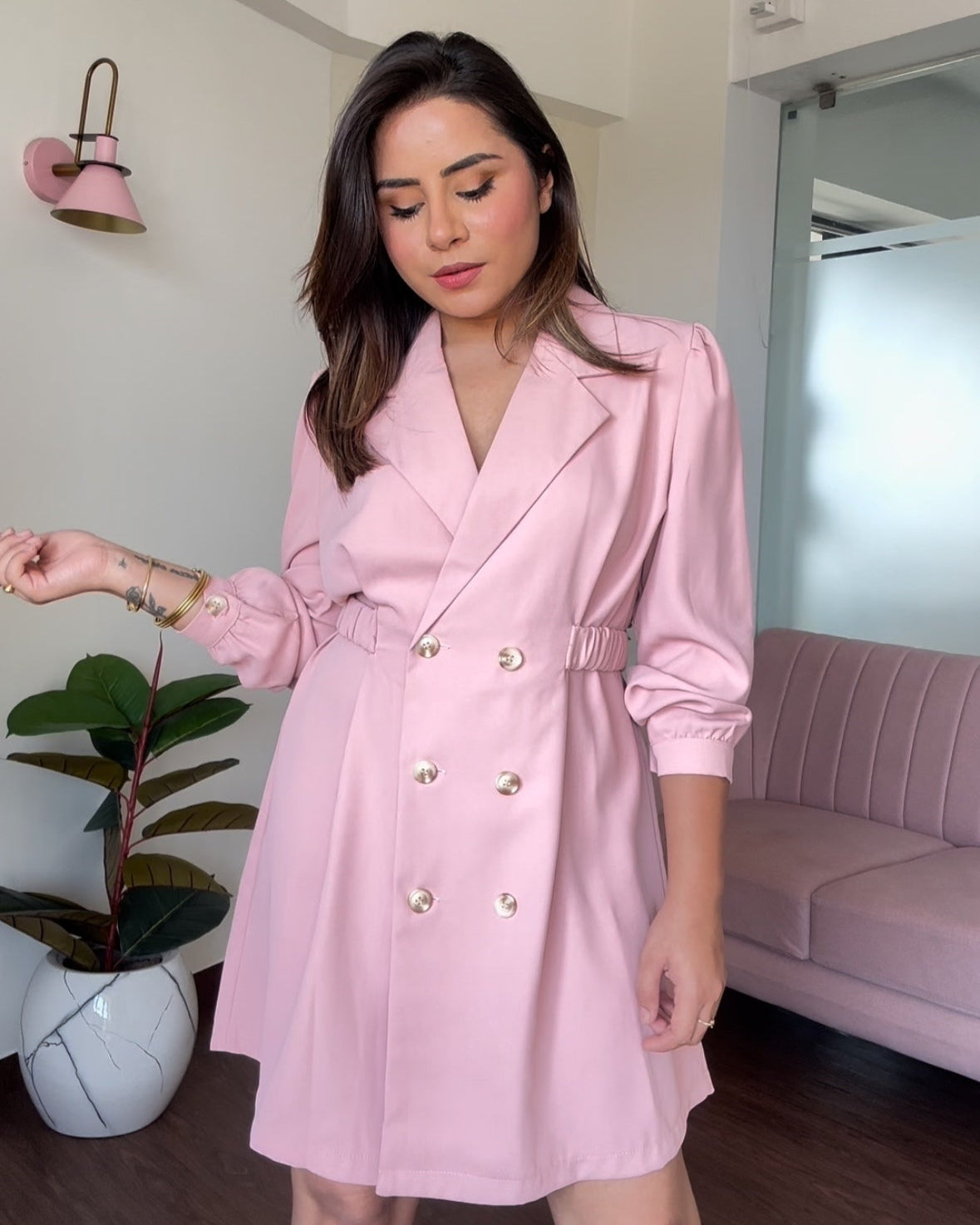 Back Button Up Blazer Dress