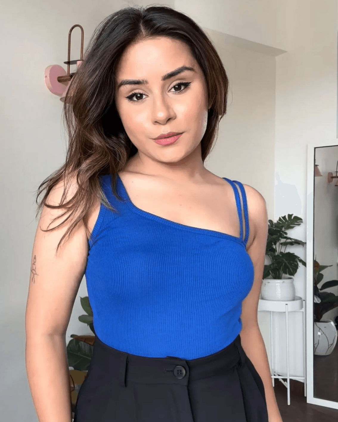 Asymmetrical Neck Crop Top