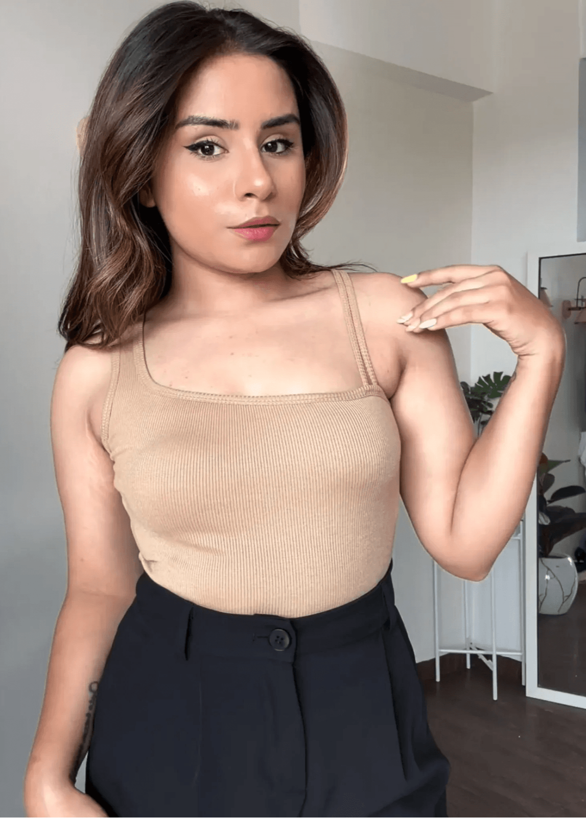 Asymmetrical Neck Crop Top