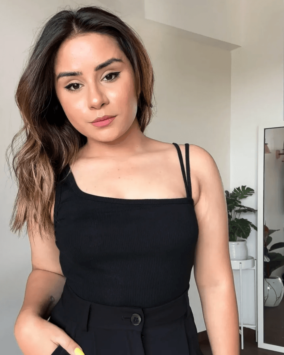 Asymmetrical Neck Crop Top