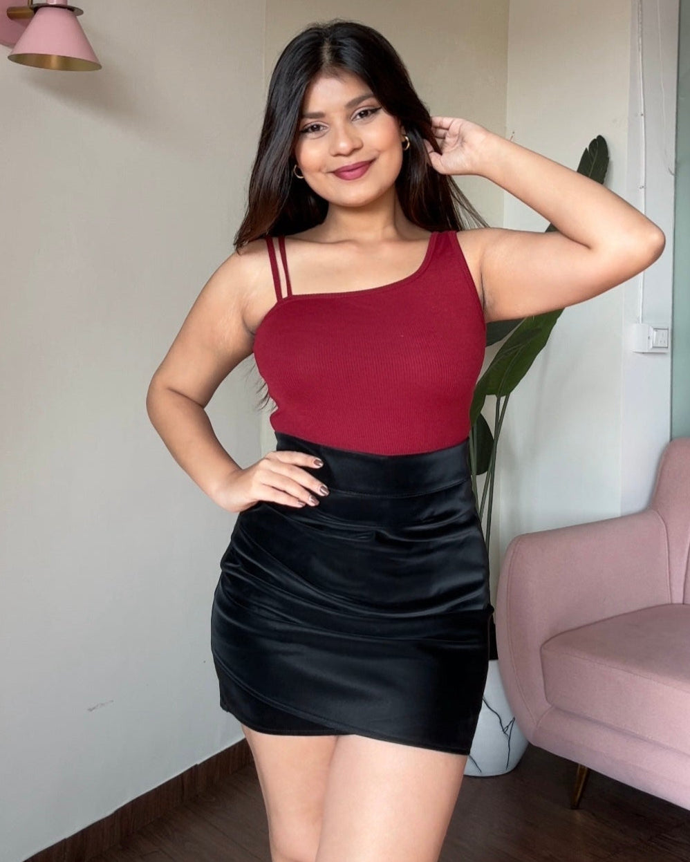 Asymmetrical Neck Crop Top