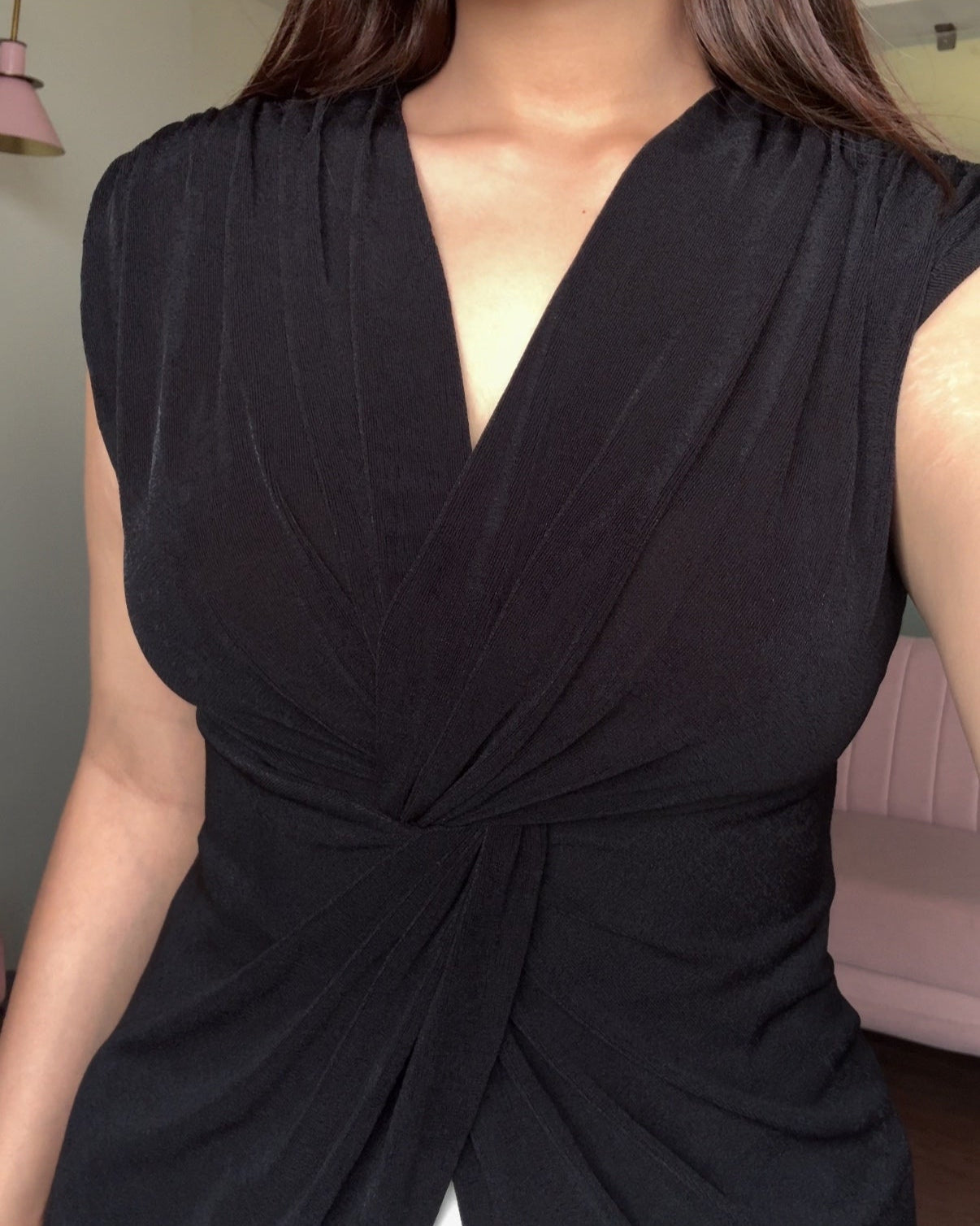 Cut Sleeve Bodycon Knot Detail Top