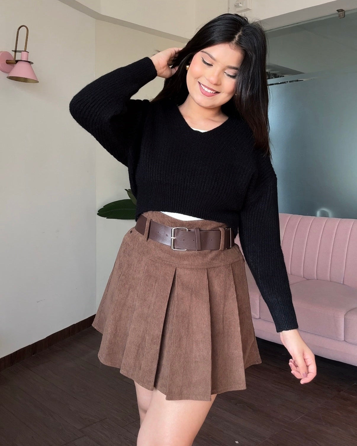 Baggy Cropped Sweater With Vest