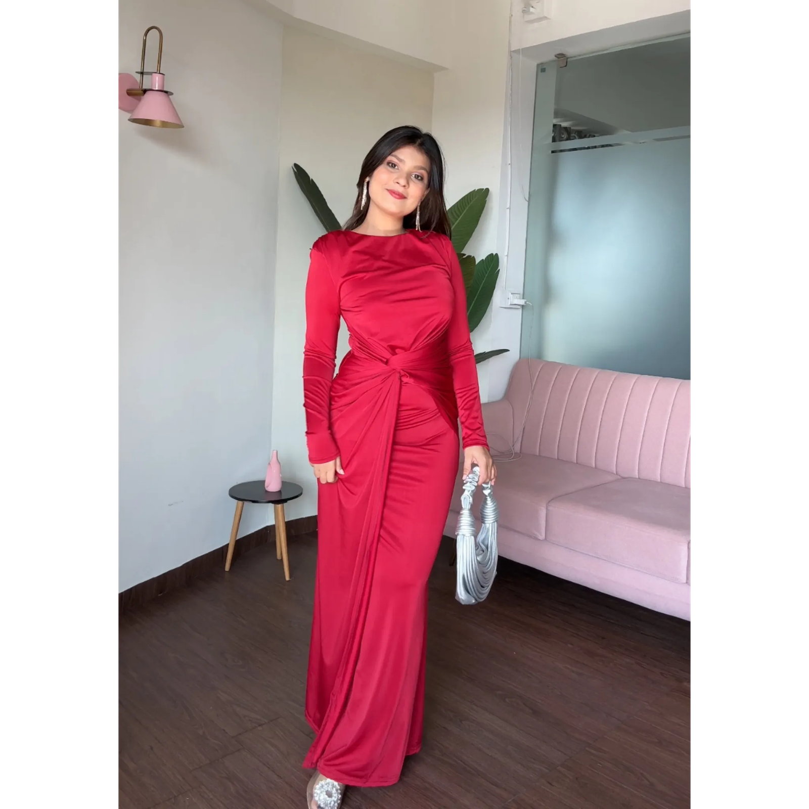 Knot Detail Maxi Lycra Dress