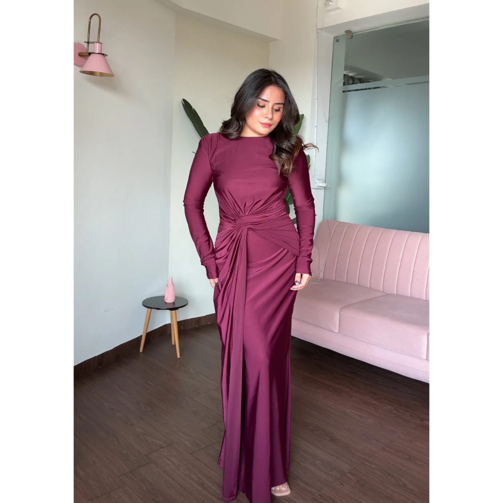 Knot Detail Maxi Lycra Dress