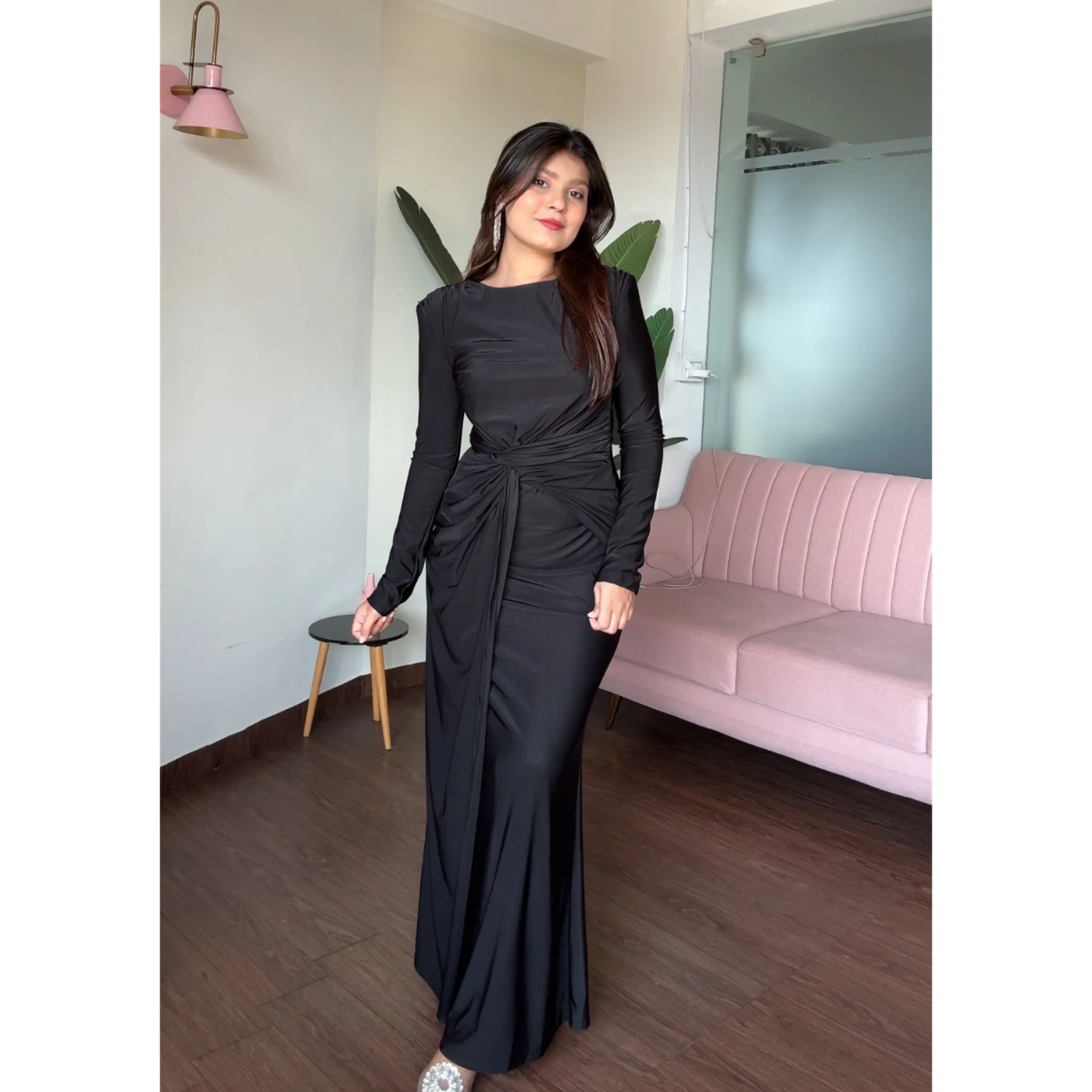 Knot Detail Maxi Lycra Dress