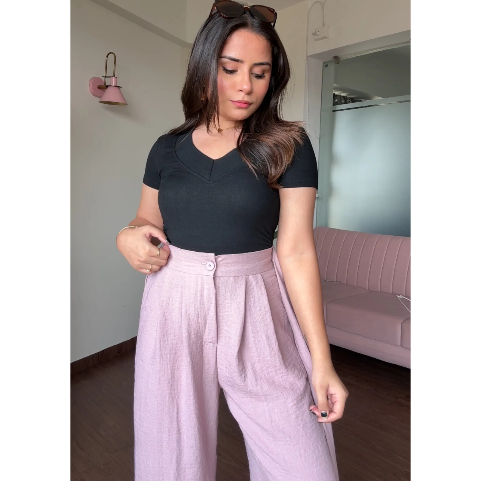 Wide Leg Pleated Linen Trousers