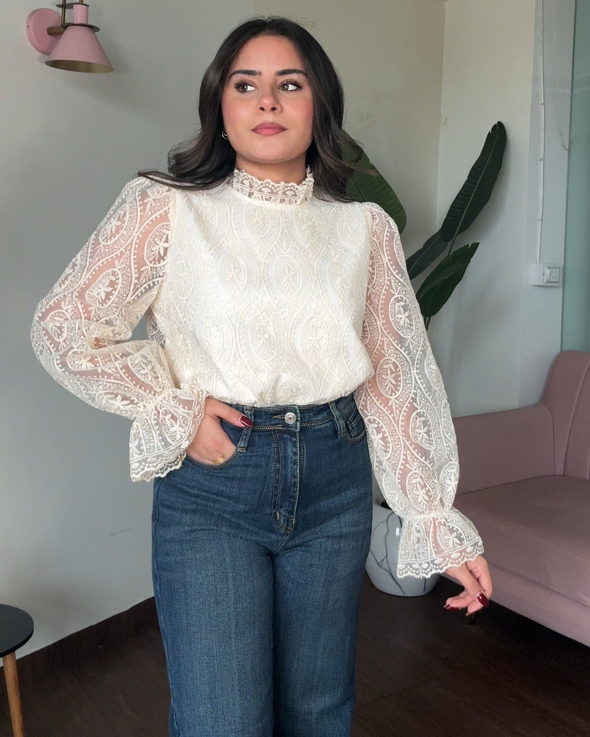 Lacy Bell Sleeves Blouse