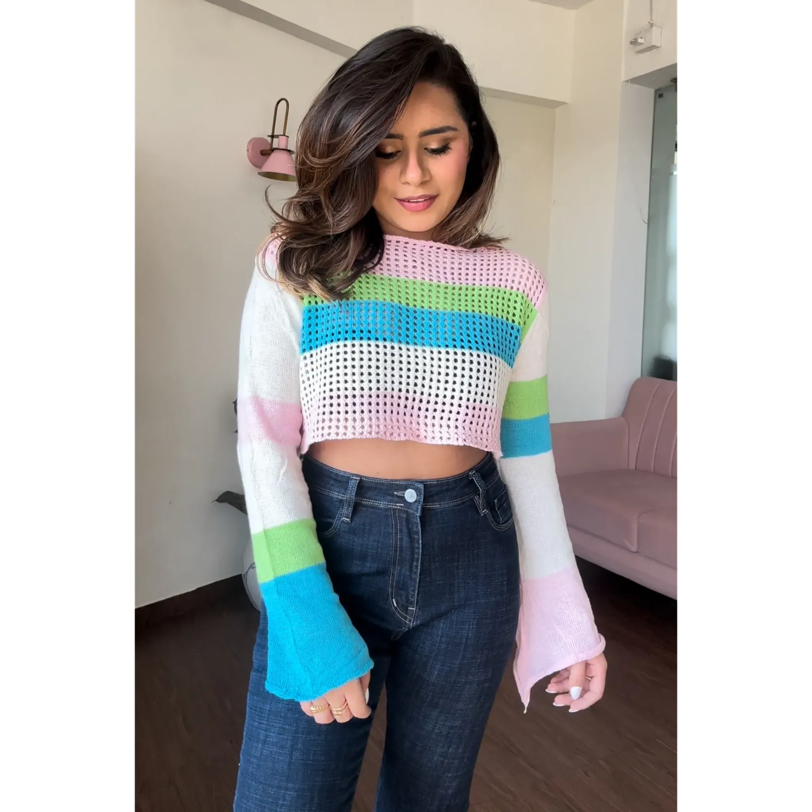 Crochet Color Block Pullover