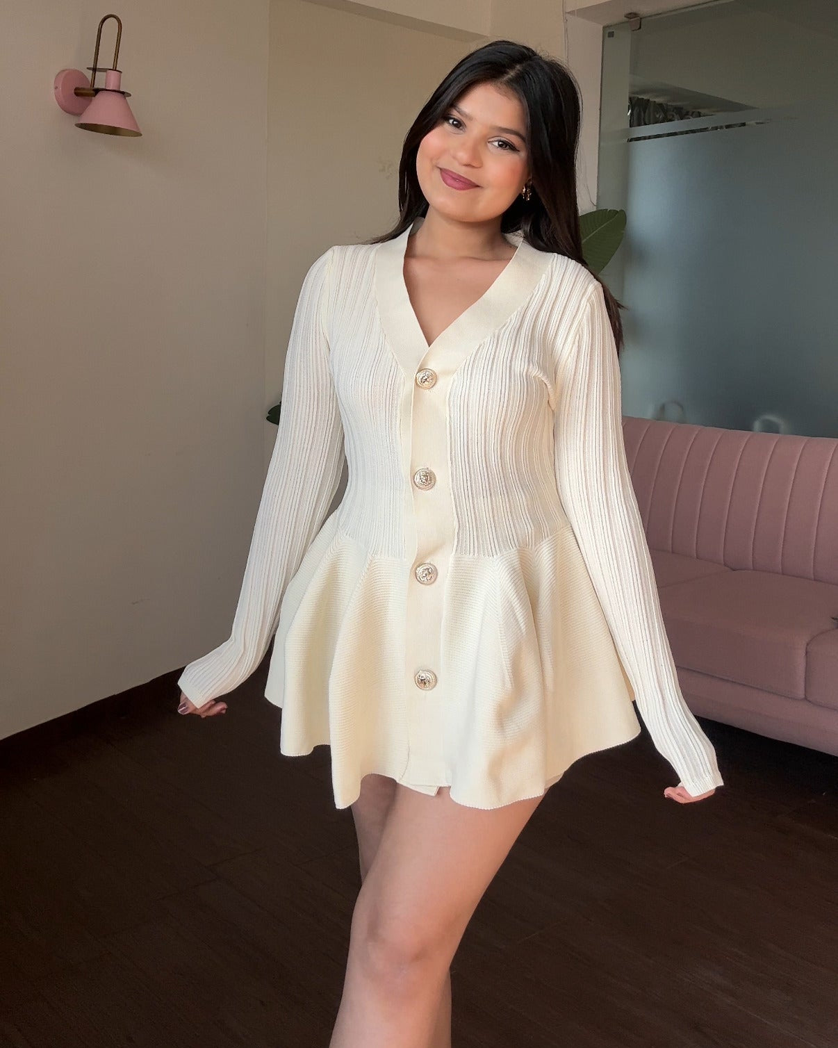 Ribbed Peplum Detailing Full Sleeves Top