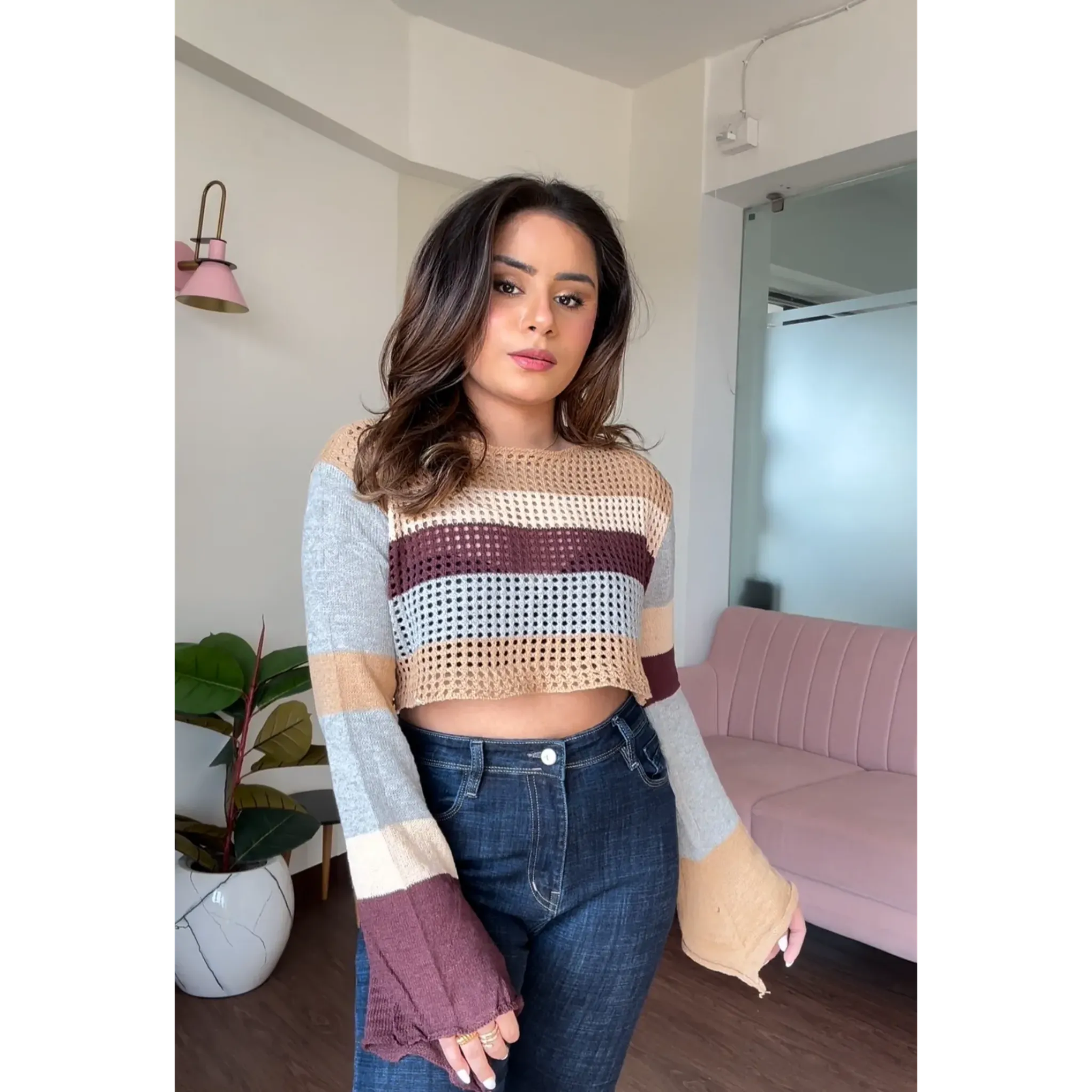 Crochet Color Block Pullover