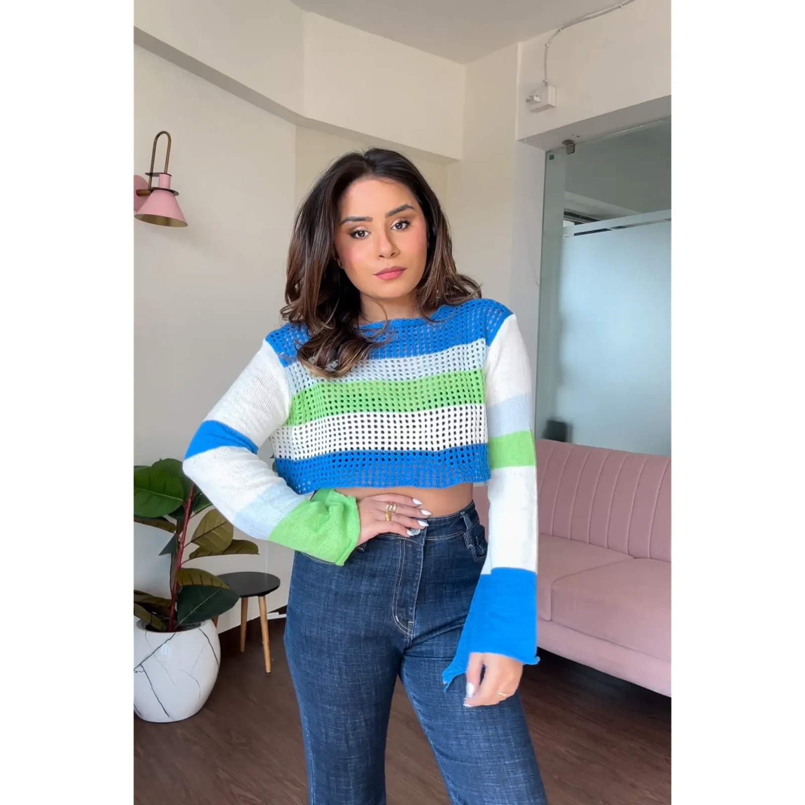 Crochet Color Block Pullover
