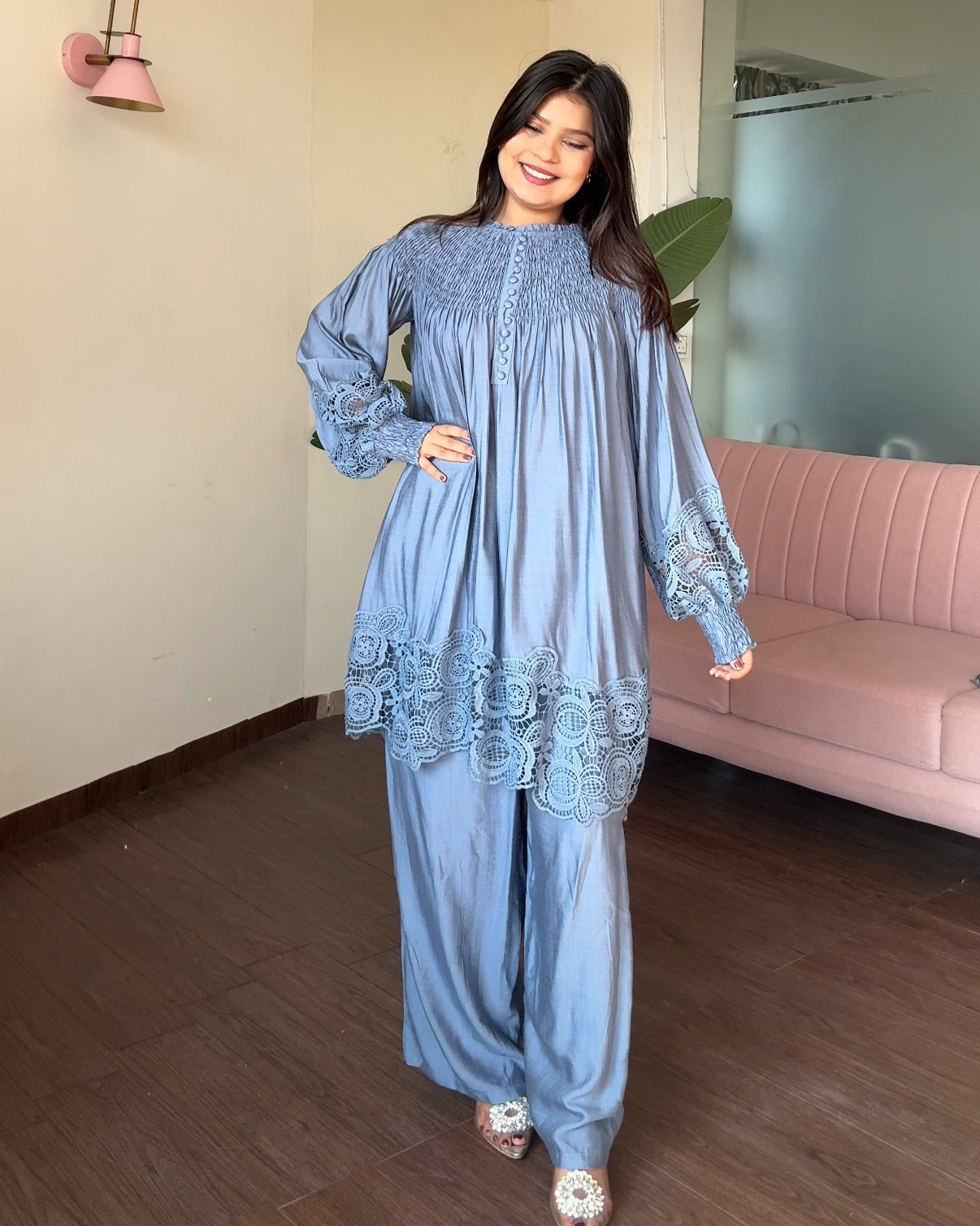 Relaxed Fit Lace Detailing Plus Size Co-ord Set