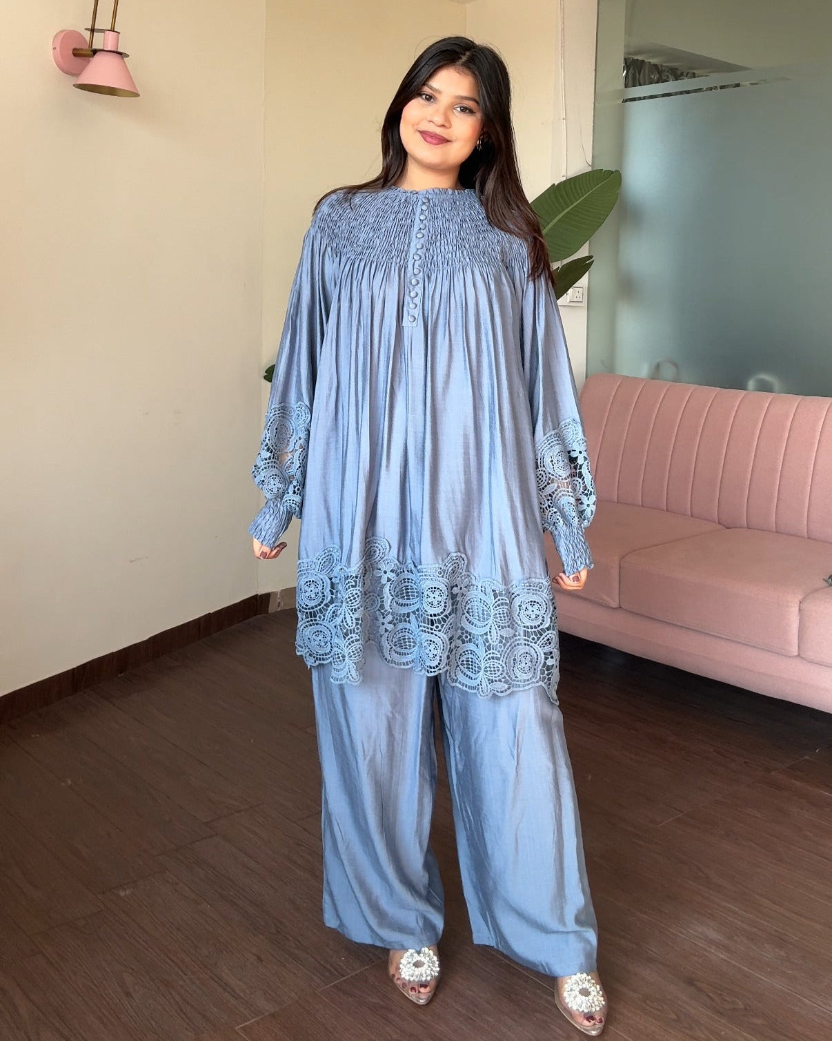 Relaxed Fit Lace Detailing Plus Size Co-ord Set