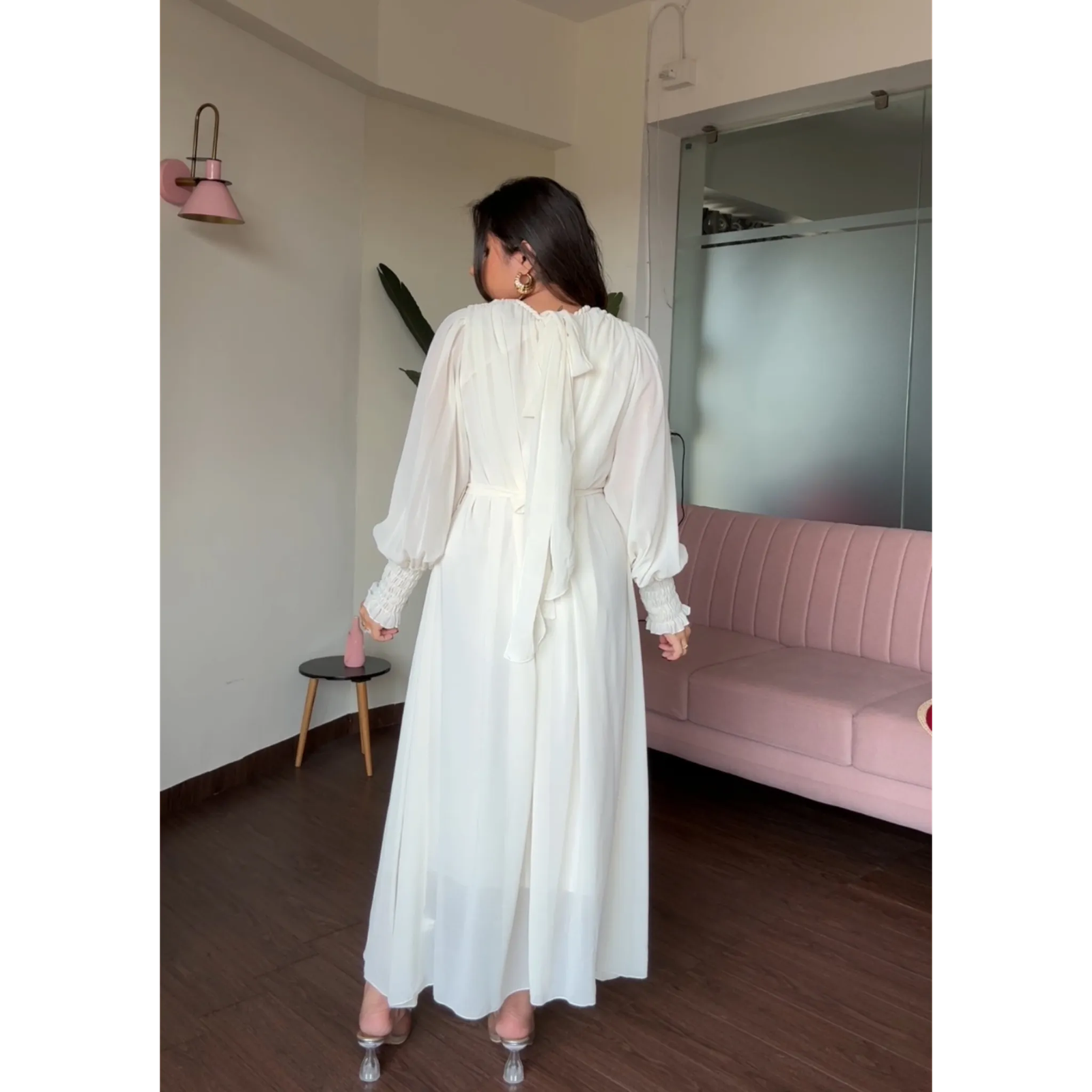 Free Size Flared Midi Dress With Belt