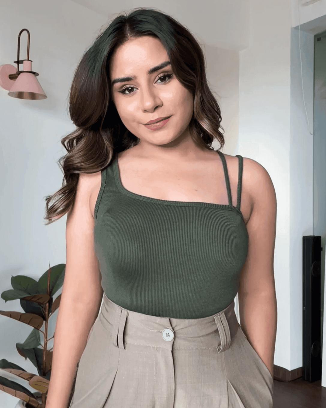 Asymmetrical Neck Crop Top