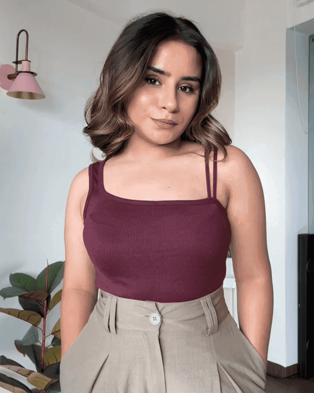 Asymmetrical Neck Crop Top