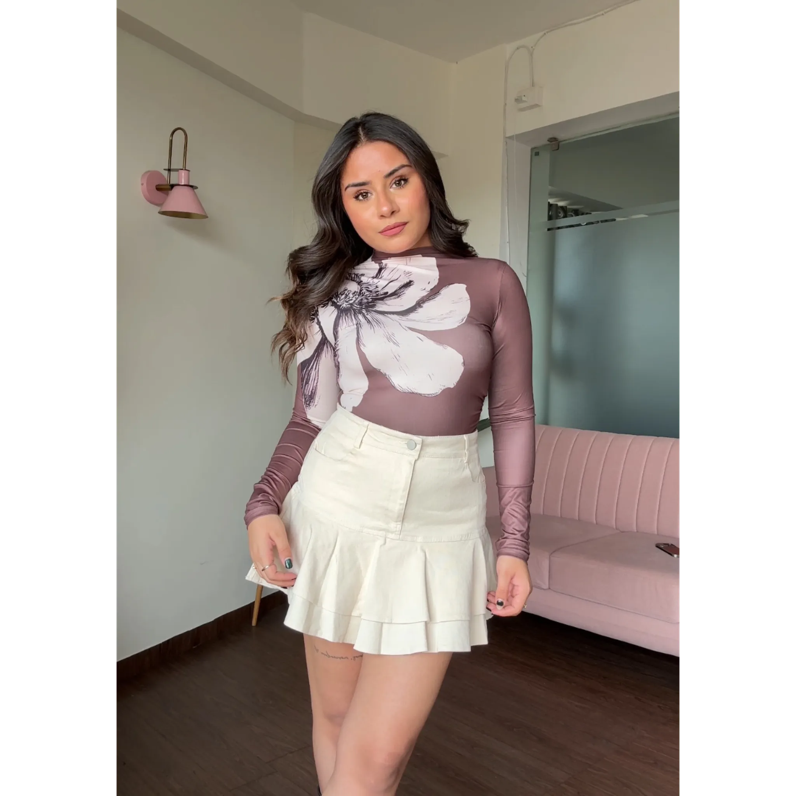 Flared Mini Denim Skirt