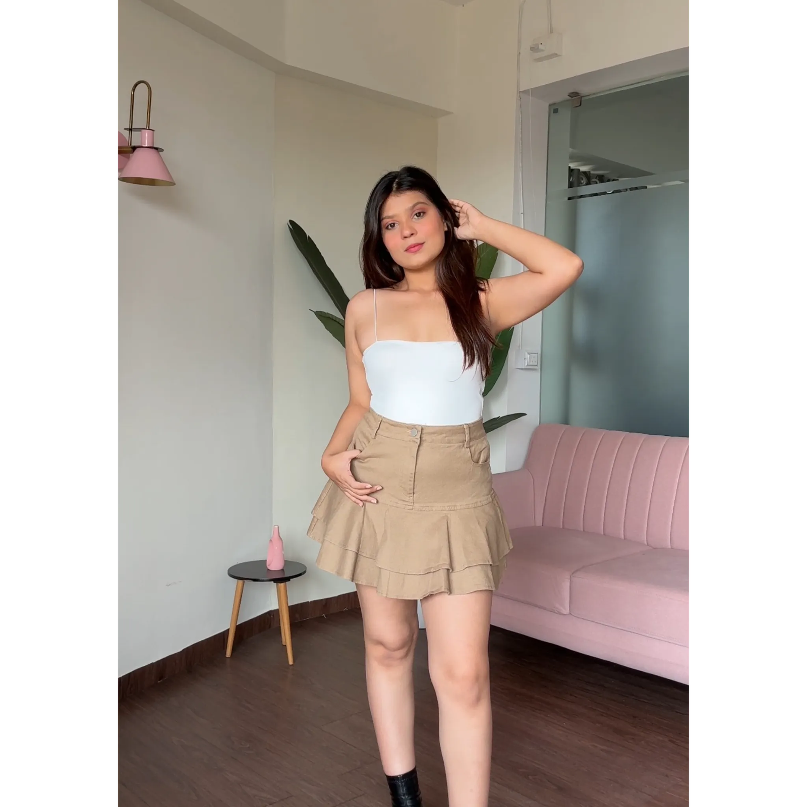 Flared Mini Denim Skirt