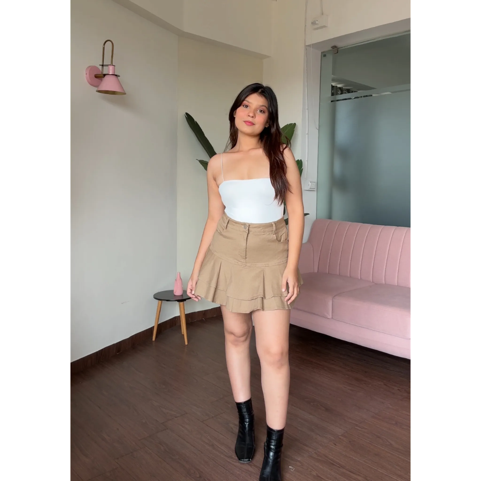 Flared Mini Denim Skirt