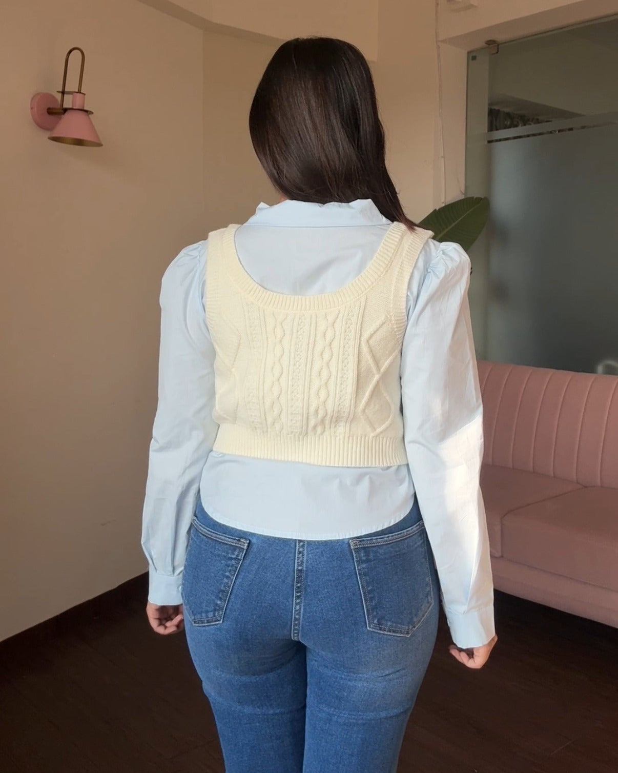 Textured Vest Detailing With Button Up Shirt