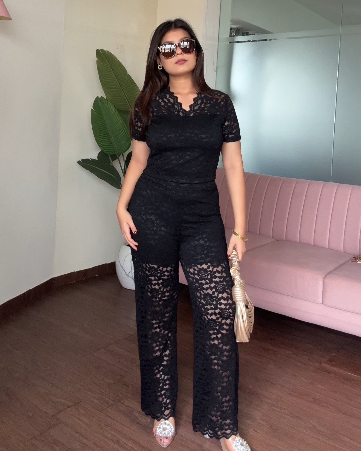Lacy V Neck Co-Ord Set