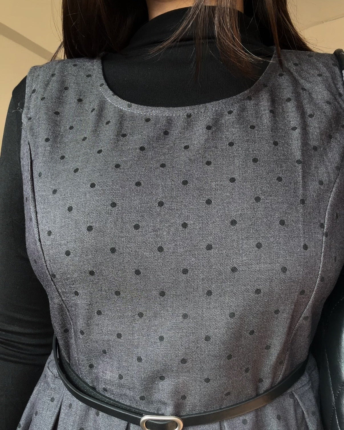 Polka Dot Detailing 3 Piece Winter Dress With Inner