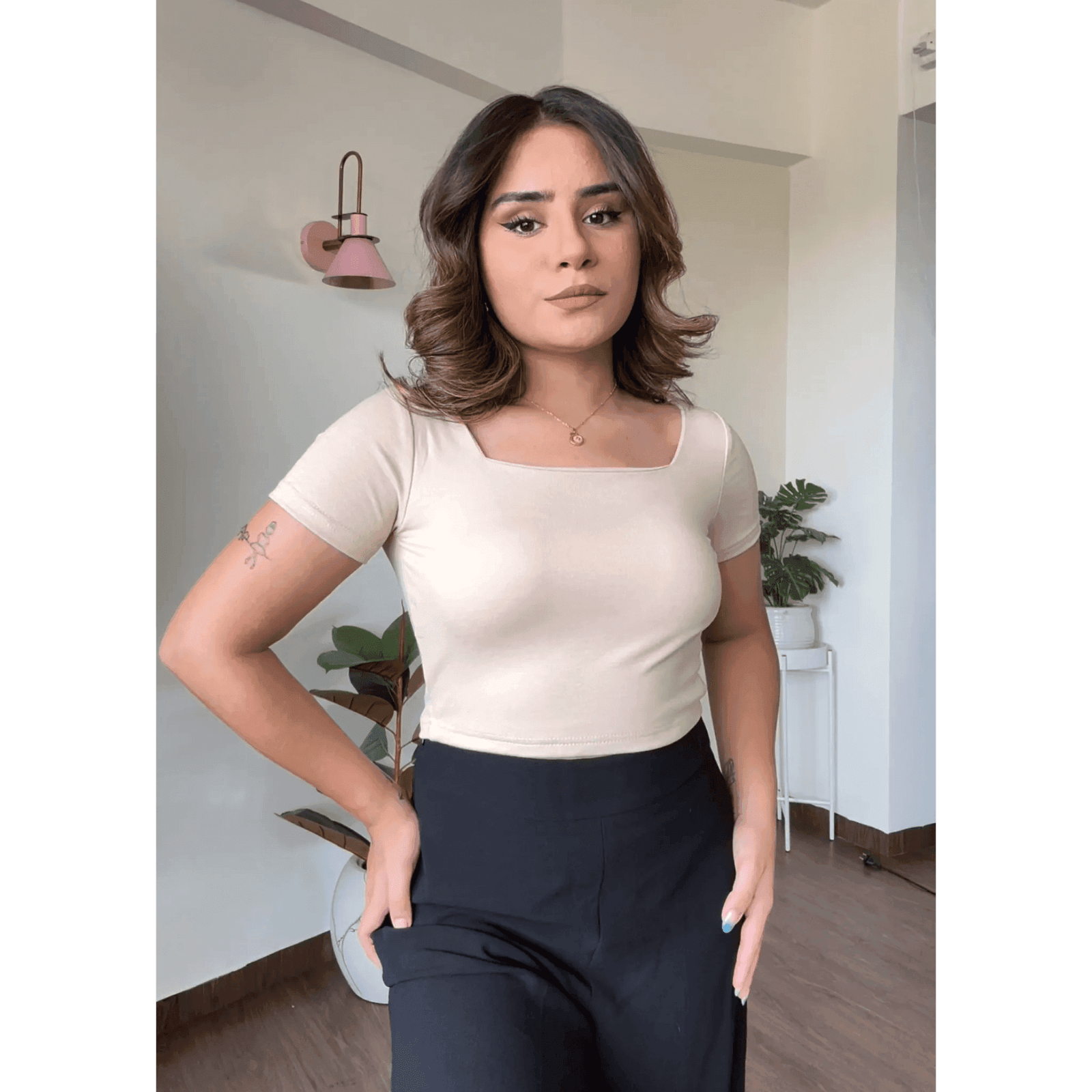 Padded Square Neck Basic Top