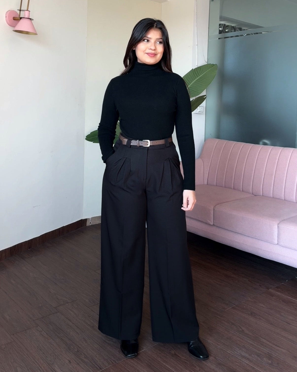 Wild Leg Pleated Trouser With Belt