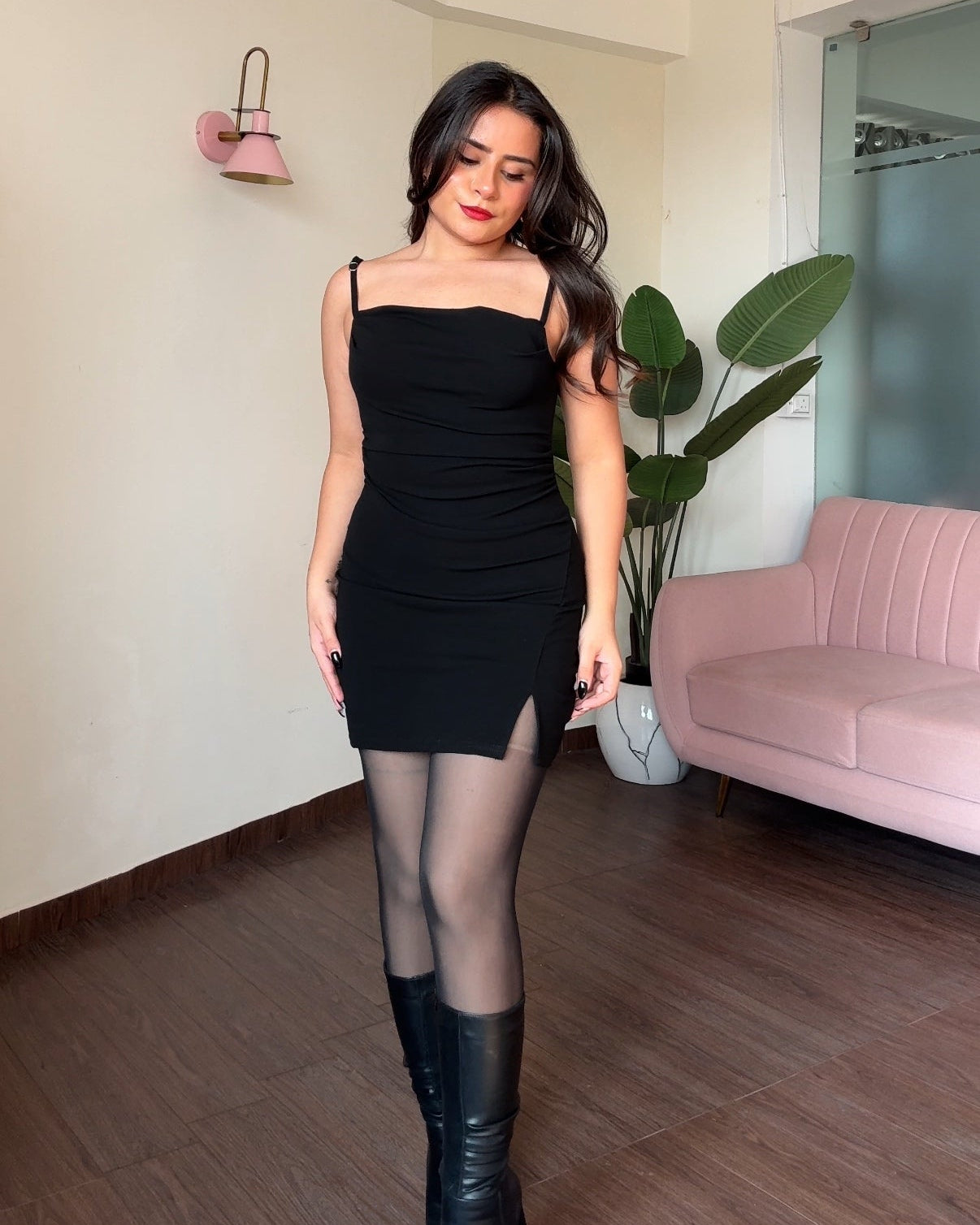 Padded Ruched Mini Dress