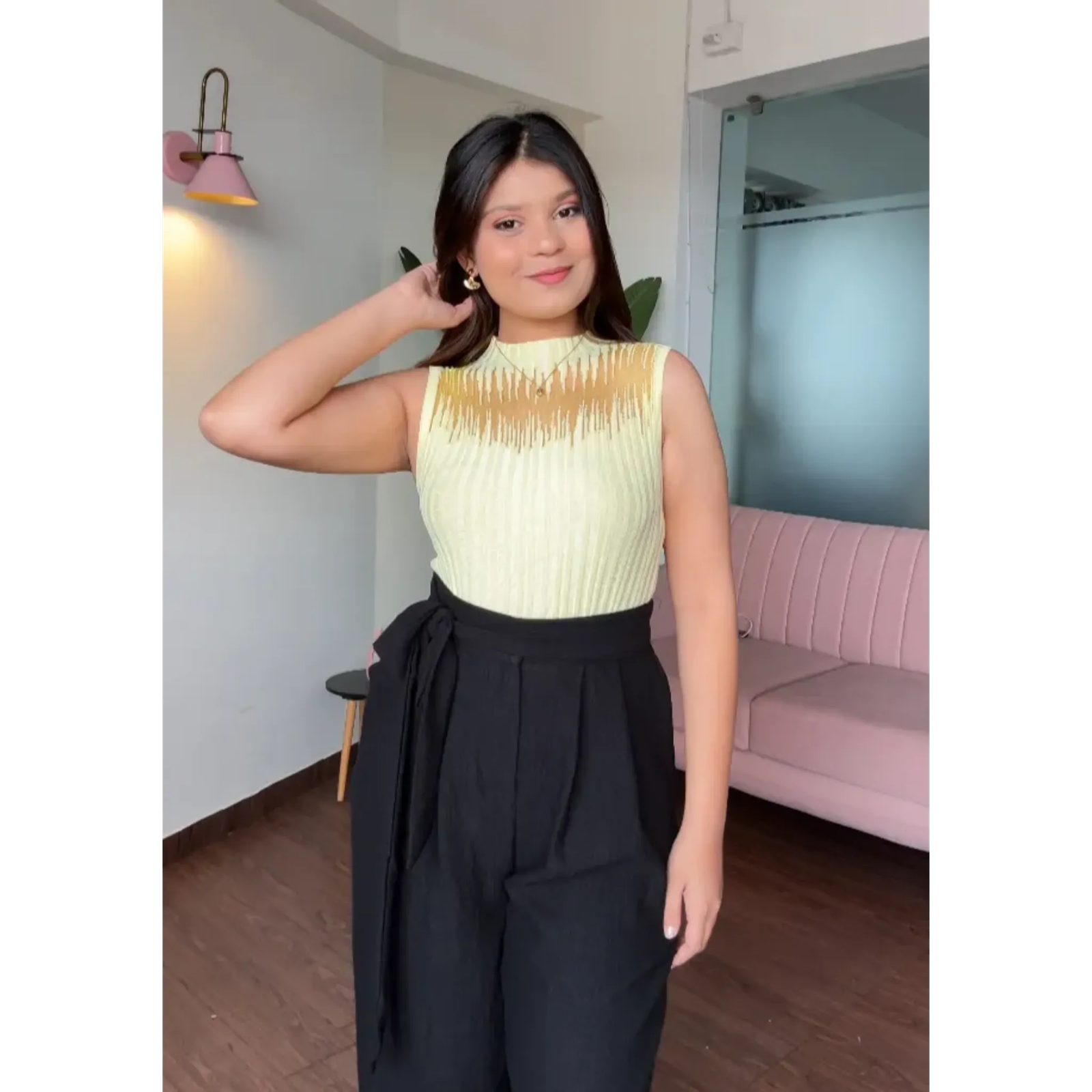 Mesh Hanging Ribbed Tank Top