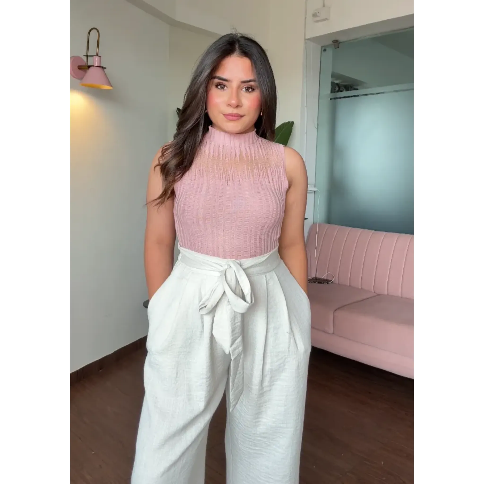 Mesh Hanging Ribbed Tank Top