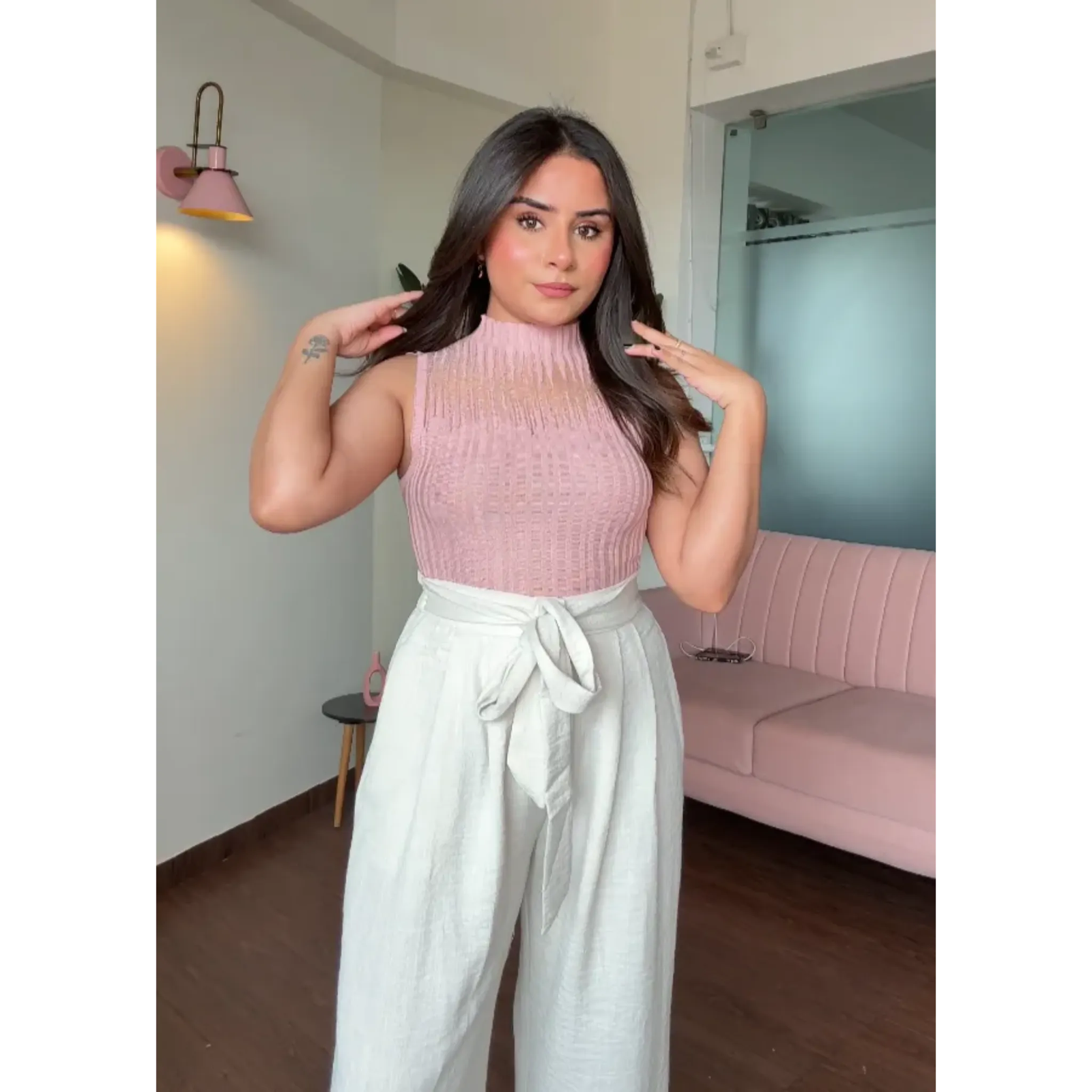 Mesh Hanging Ribbed Tank Top