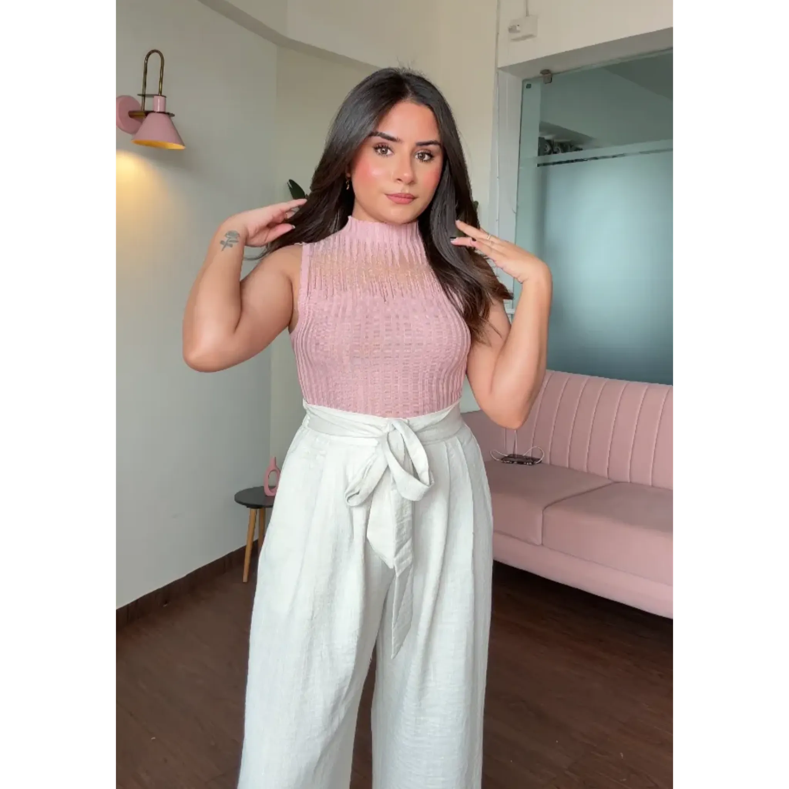 Mesh Hanging Ribbed Tank Top