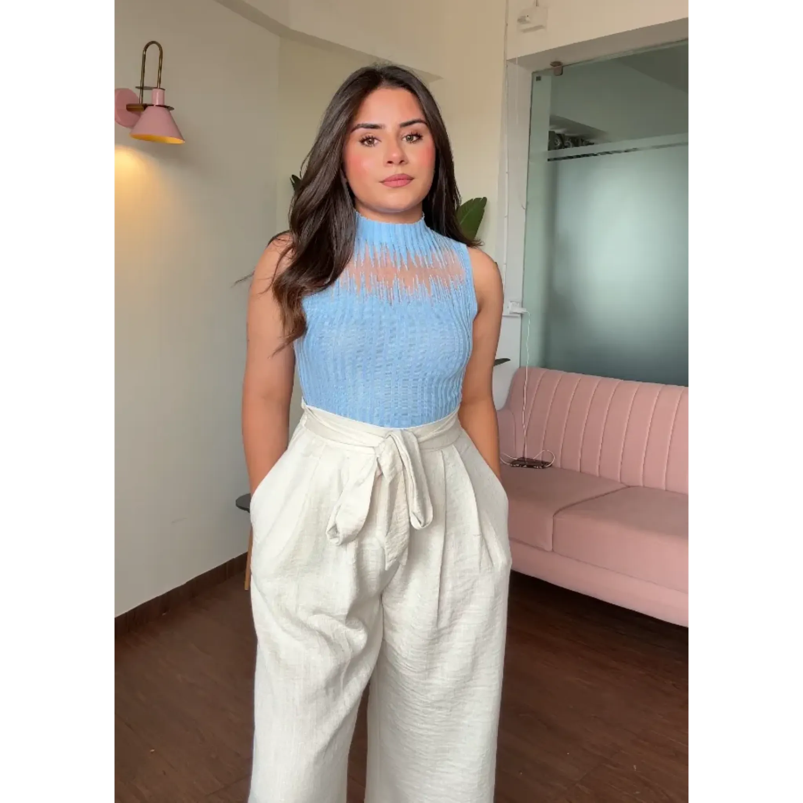 Mesh Hanging Ribbed Tank Top