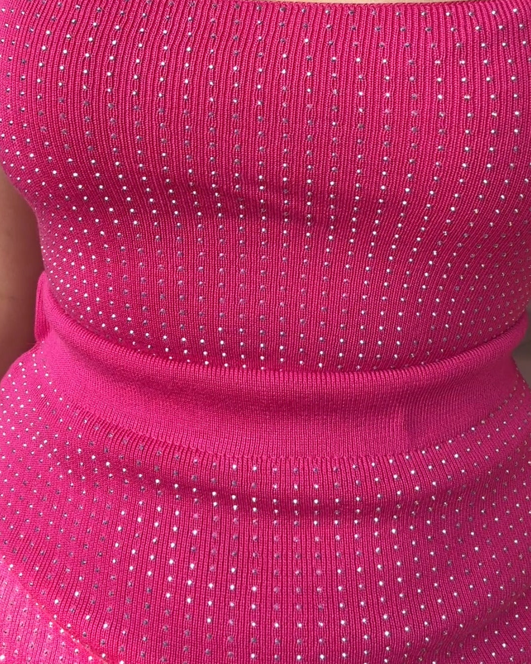 Rhinestone Detailing Tank Top And Mini Skirt Set