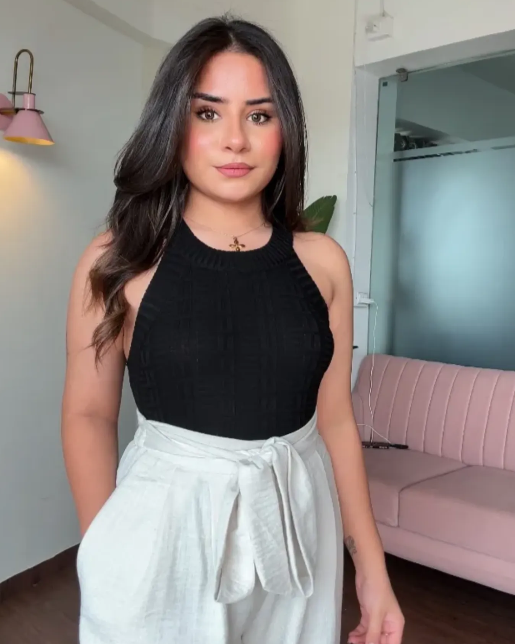Textured Halter Neck Cami Top