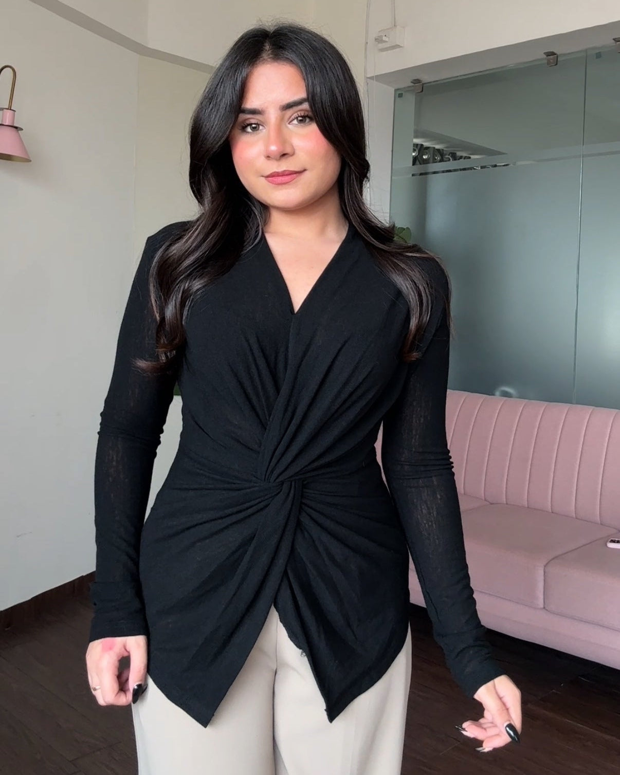 Solid Knot Detailing Fitted Top