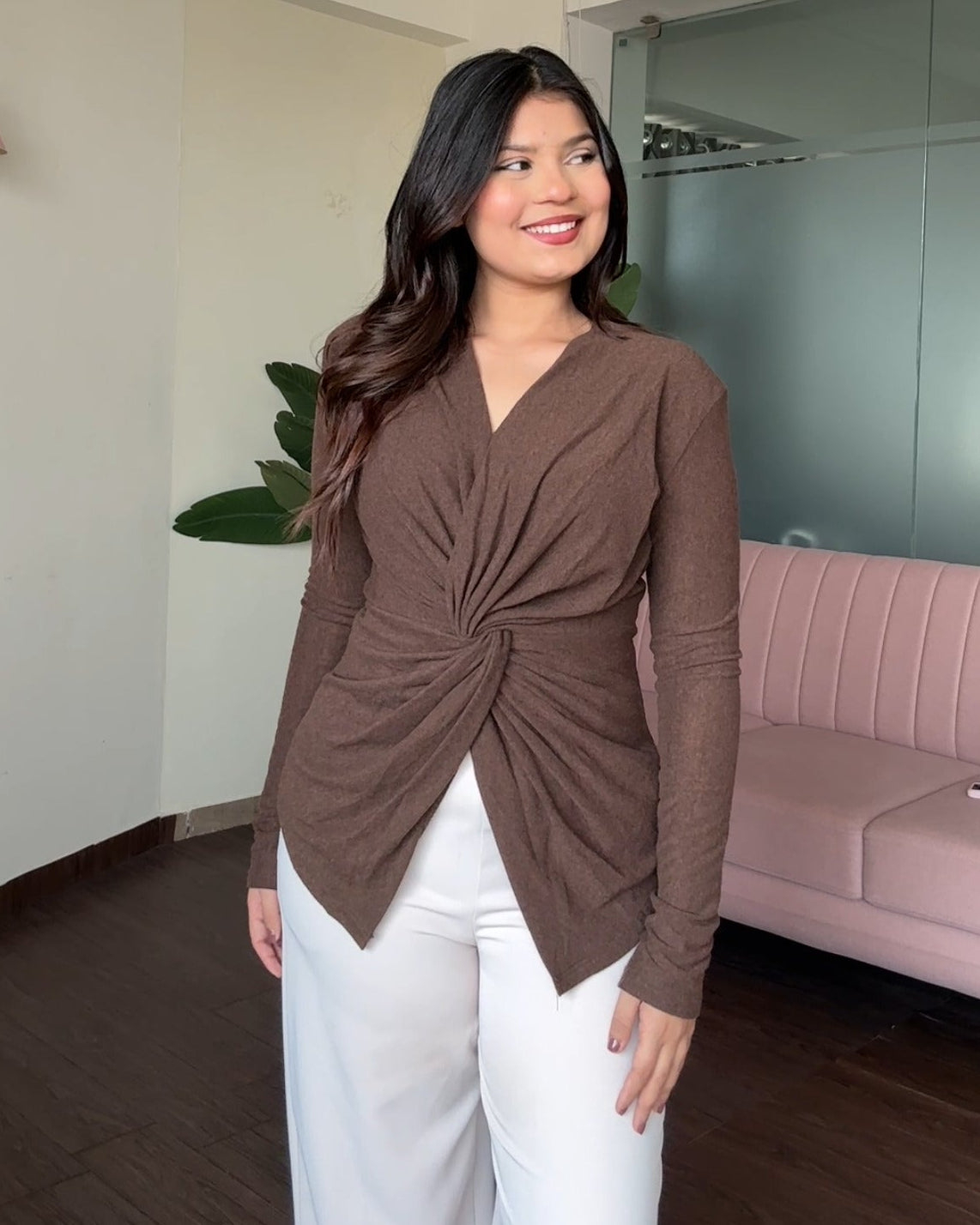 Solid Knot Detailing Fitted Top