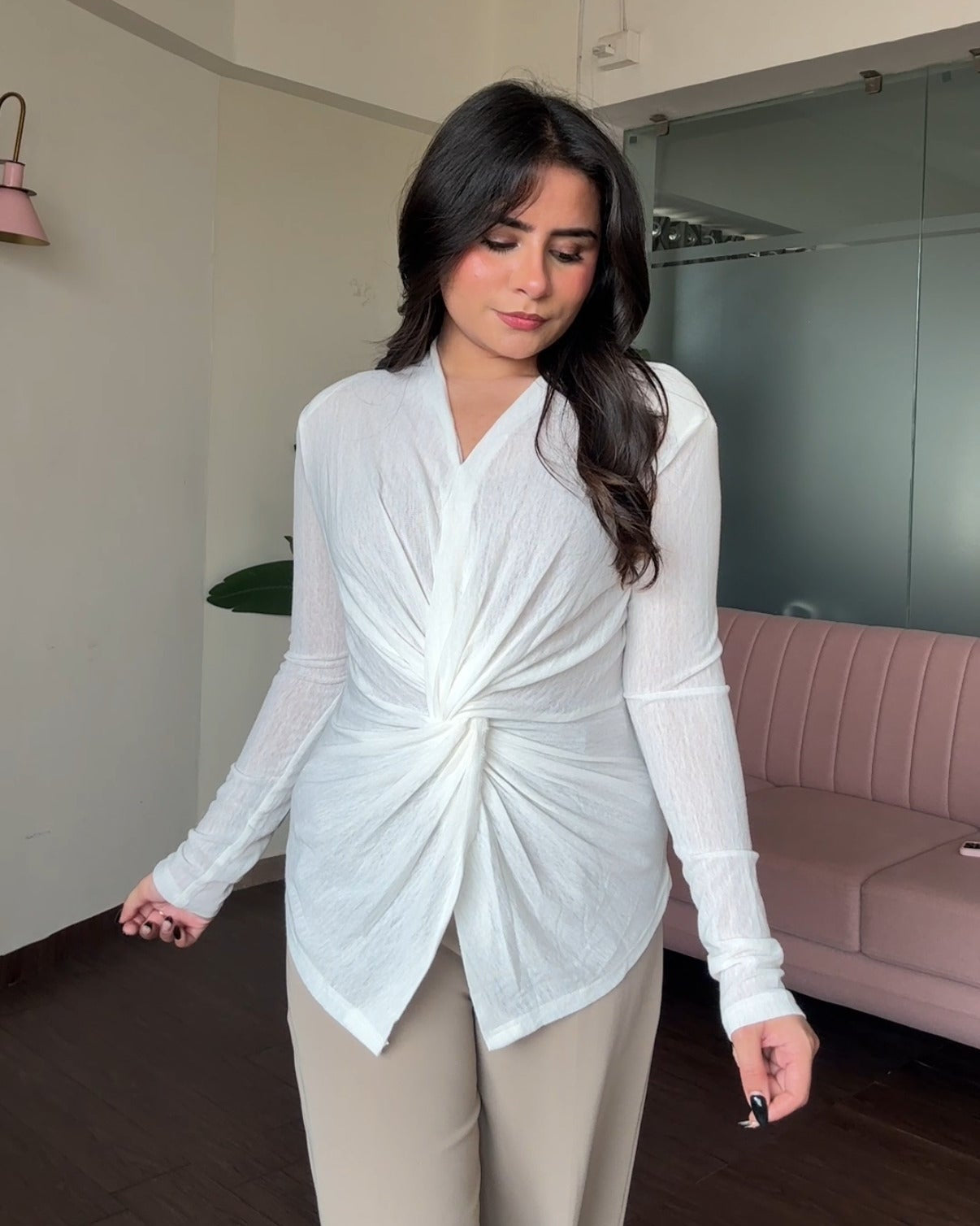 Solid Knot Detailing Fitted Top